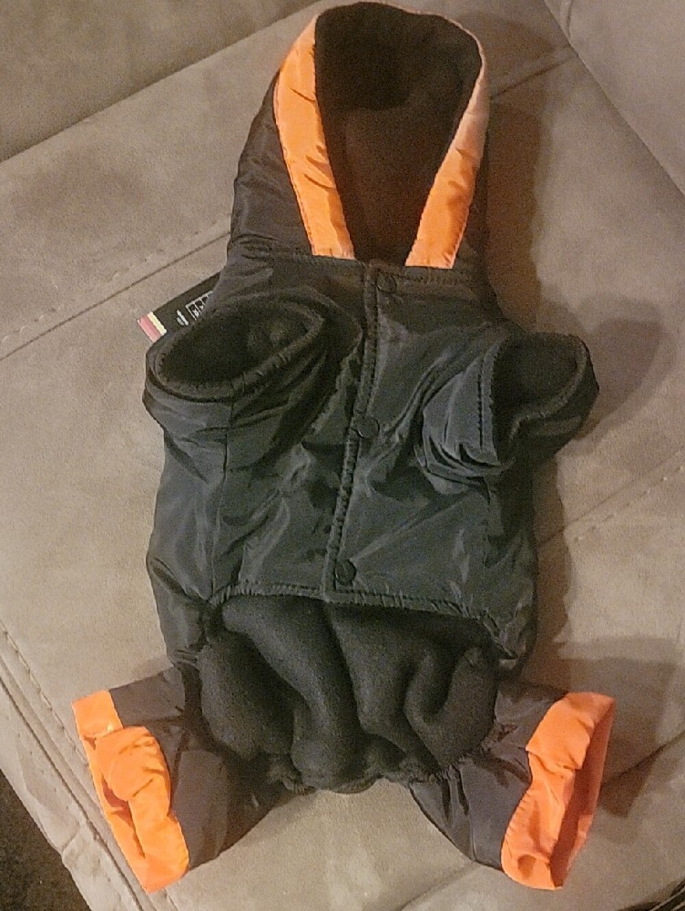 Black & Orange Reflective Dog Jacket Onesie Size Small Nwt